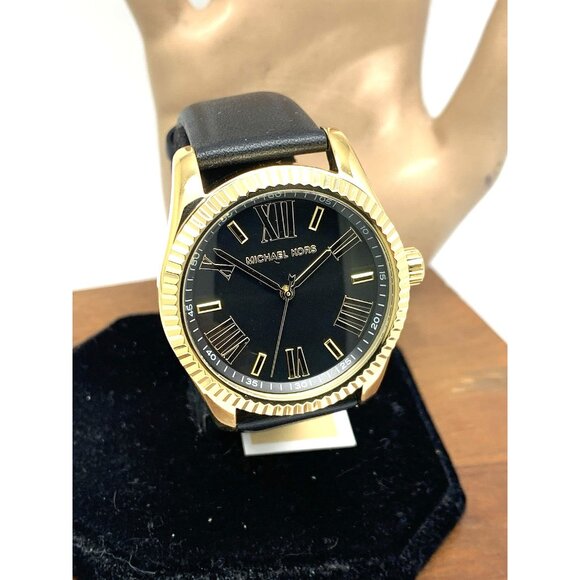 Michael Kors Women\'s Watch MK4748 Lexington Quartz Gold Black Leather Band 38mm main image 5